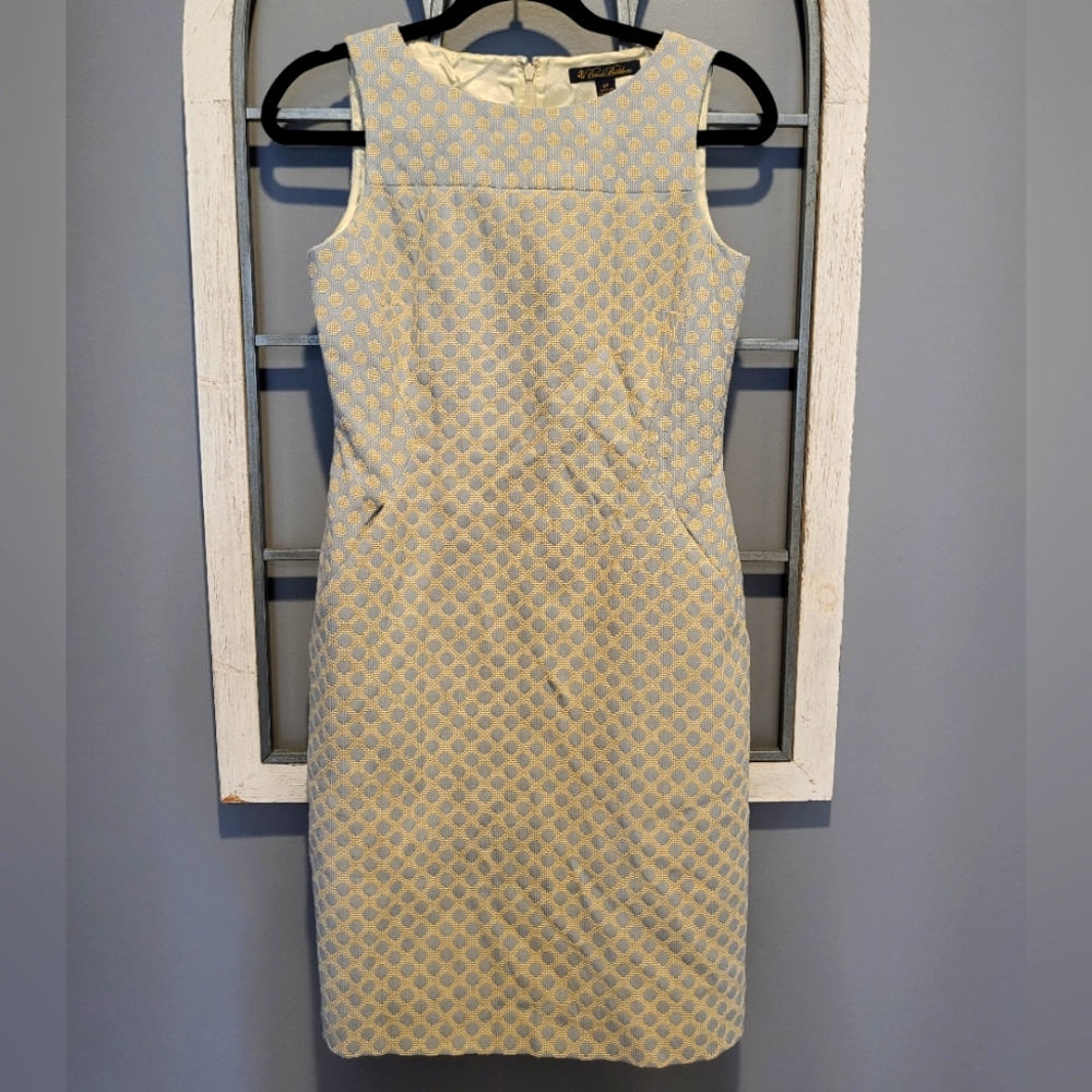 Brooks Brothers polka dot midi shift dress.